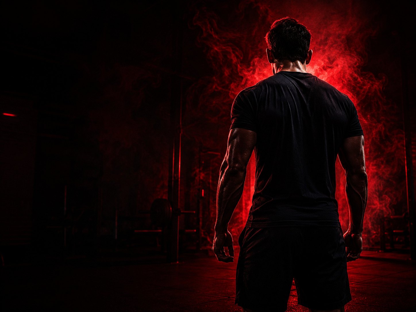 Atleta y humo rojo